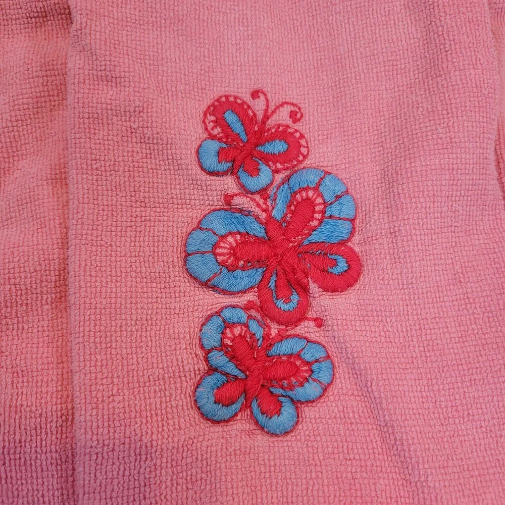 Vintage Cannon Hand Towels Set of 3 Pink Embroidered Owl Butterfly Cat 11x16